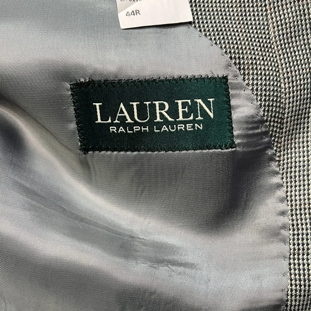 Lauren Ralph Lauren Mens 44R Grey Micro Houndstooth Two Button Blazer Sport Coat